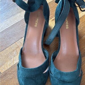 Maurices Dark Green Suede Ankle-Strap Heels
